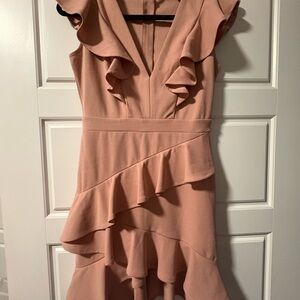 Symphony Asymmetrical Ruffled Dress in Blush